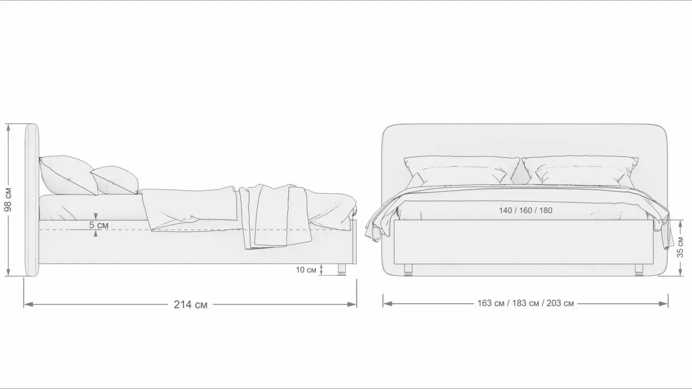 Мягкая кровать Bliss Ice, цвет Венге на высоких ножках с прямым изголовьем Askona фотография товара - 8 - большое изображение