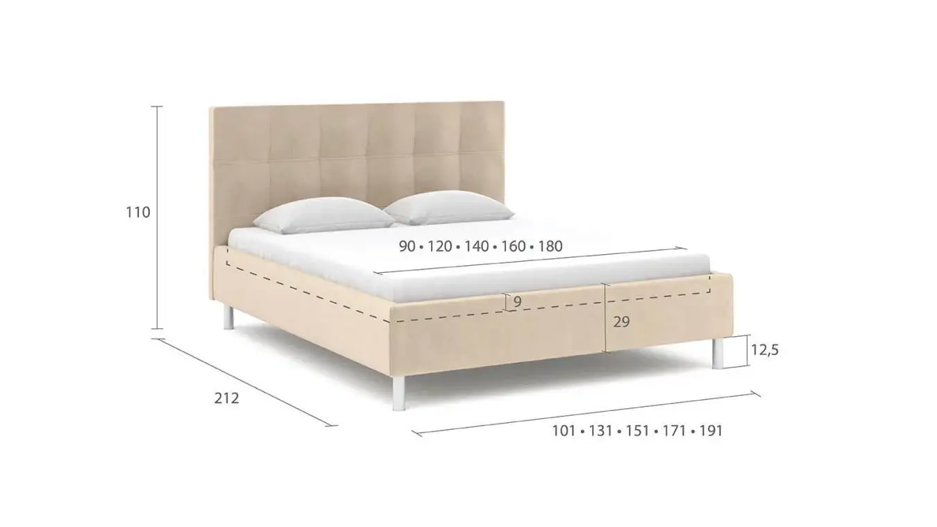 Мягкая кровать Evelin I с широким изголовьем Askona фотография товара - 5 - большое изображение